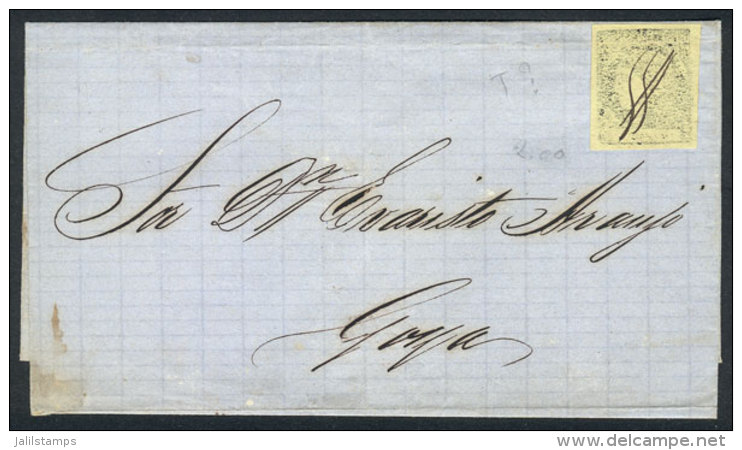 GJ.6, Yellow, Rare Example With Almost Dry Impresion (without Ink), Completely Blurred And Illegible, Franking A... - Corrientes (1856-1880)