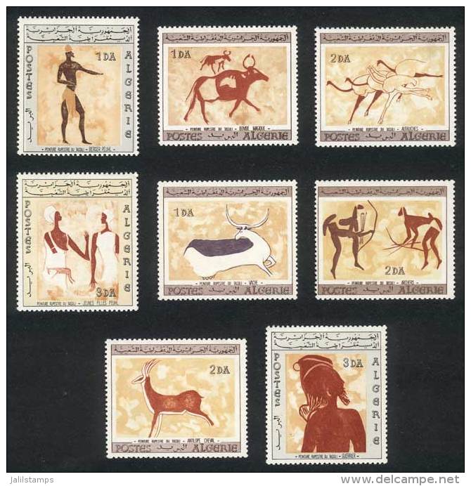 Yvert 414/17 + 437/40, Cave Paintings, 2 Complete Sets Of 4 Values Each, Excellent Quality! - Algeria (1962-...)