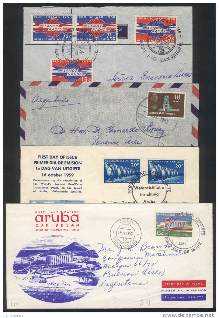 4 Covers Sent To Argentina Between 1958 And 1963, VF Quality! - Curacao, Netherlands Antilles, Aruba