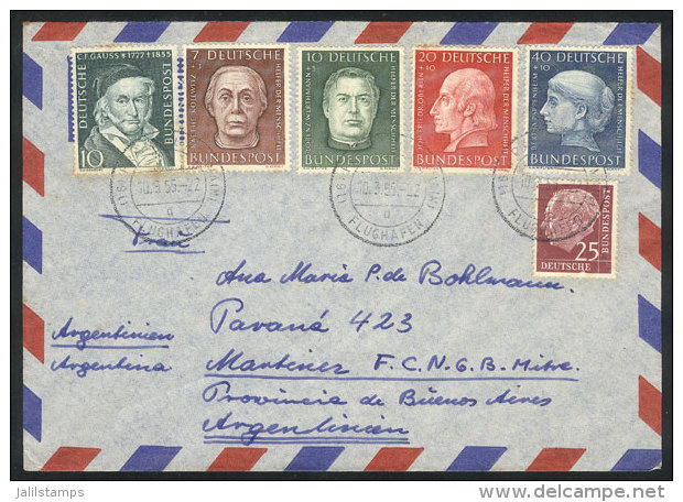 Airmail Cover Sent To Argentina On 10/MAR/1955, Franked With The Set Yvert 76/79 + Other Values, Very Nice! - Sonstige & Ohne Zuordnung