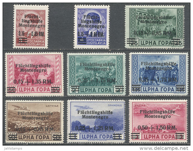 Michel 20/28, 1944 Cmpl. Set Of 9 Overprinted Values, MNH, Very Fine Quality, Catalog Value Euros 300 - Occ. Allemande: Montenegro