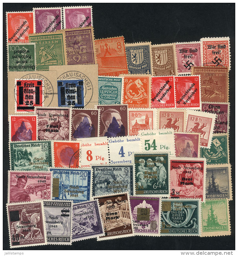 Several Hundreds Interesting Stamps, Including Many Examples With Local Overprints Applied After World War II, VF... - Other & Unclassified