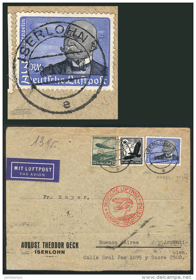 Airmail Cover Sent From Iserlohn To Argentina On 8/MAY/1937 Franked With  4,75Mk., Including The Stamp Michel 539y... - Brieven En Documenten