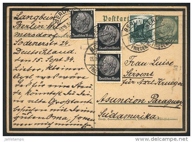 Postal Card Sent From Berlin To PARAGUAY On 15/SE/1934, VF Quality! - Briefe U. Dokumente