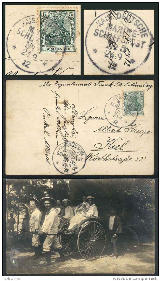 PC Sent From The Ship "N&uuml;rnberg" In Shanghai (China) To Kiel On 22/SE/1912, Franked With German Stamp Of 5Pf.... - Covers & Documents