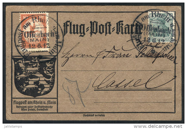 Special Card Flown In Offenbach On 12/JUN/1912, With Special Stamp Of 10Pf. (Sc.CL1), Very Fine Quality! - Brieven En Documenten