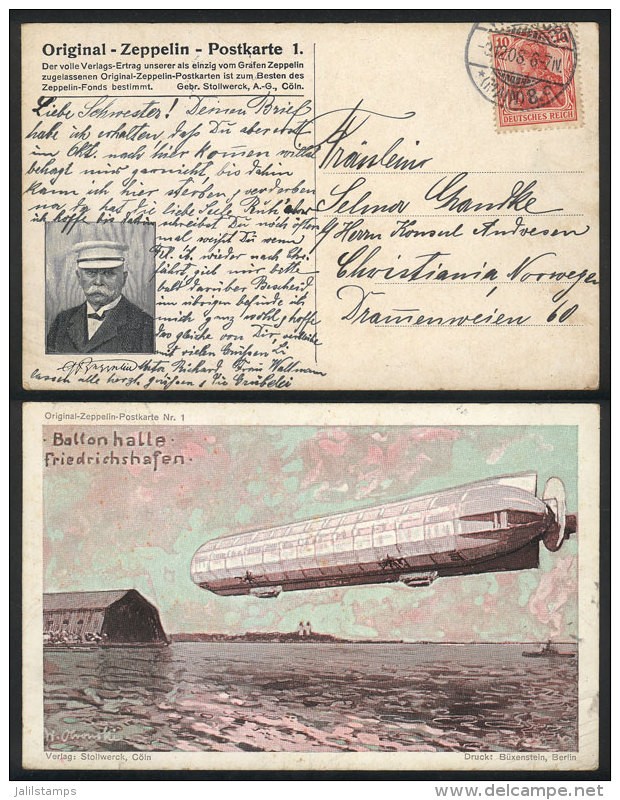 ZEPPELIN: Beautiful PC Used On 3/DE/1908, Fine Quality! - Covers & Documents