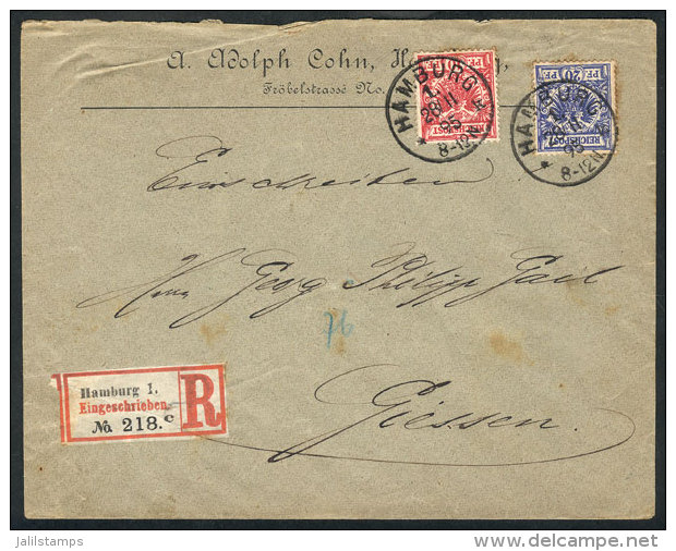 Registered Cover Sent From Hamburg To Giesse On 28/NO/1895 Franked With 30Pf., Very Nice! - Brieven En Documenten