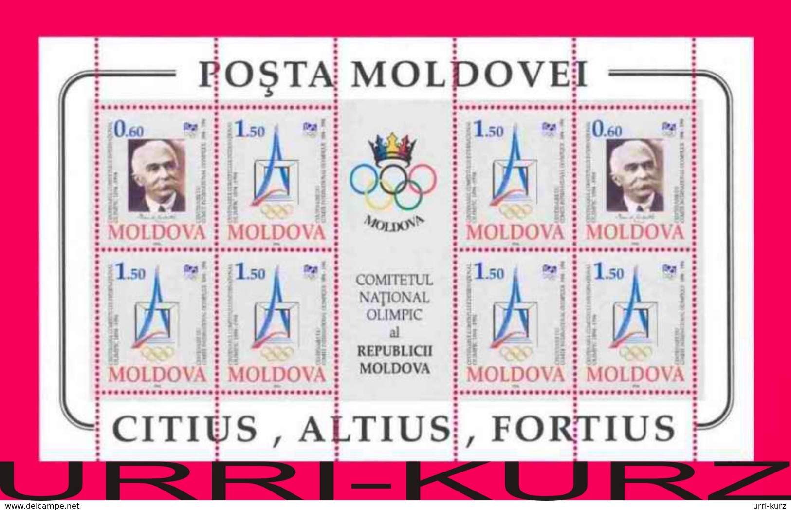 MOLDOVA 1994 International Olympic Committee Centenary Famous People Pierre De Coubertin M-s Mi Klb126-127 Sc140-141 MNH - Otros & Sin Clasificación