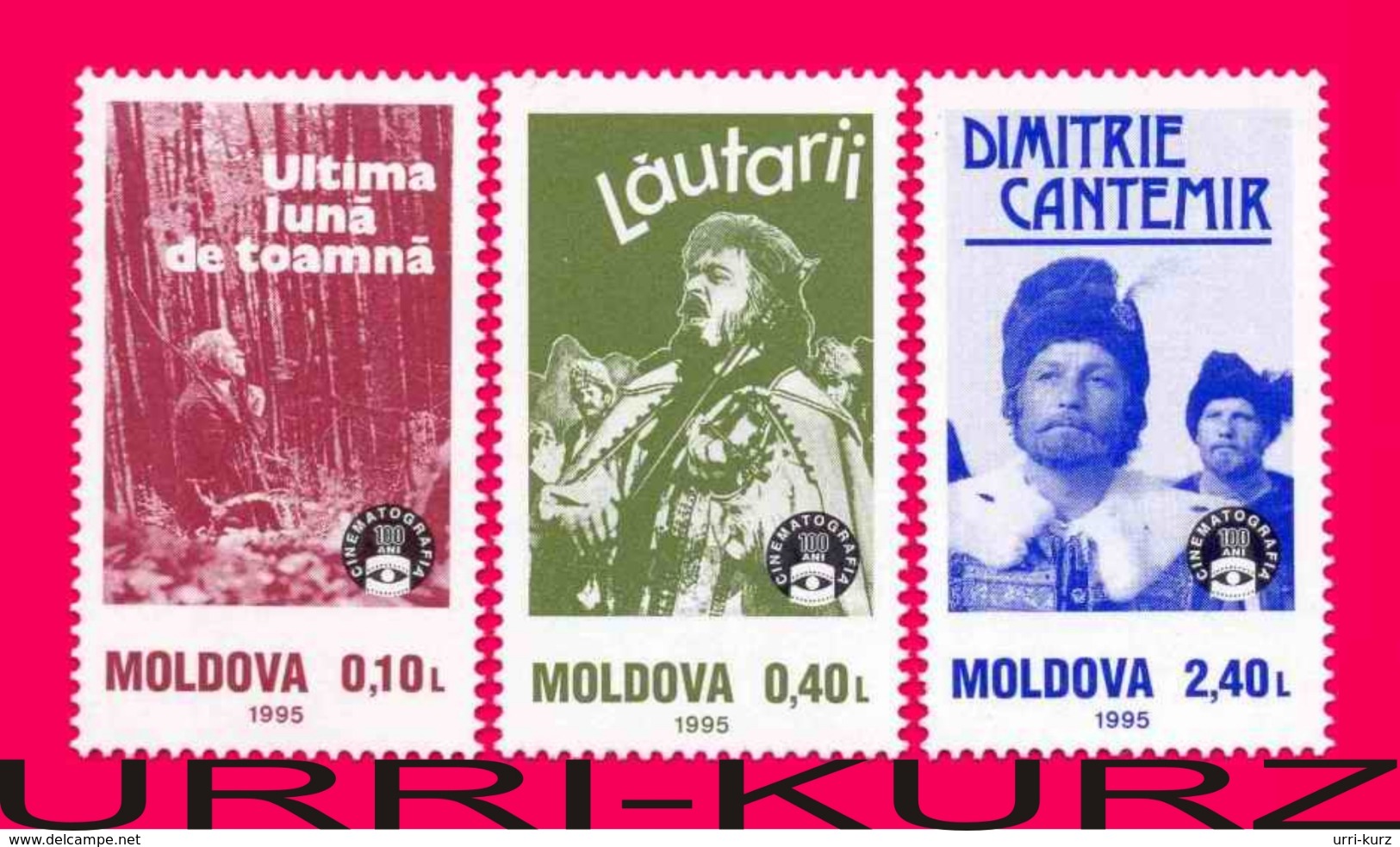 MOLDOVA 1995 Famous People Movie Film Cinema Actors Motion Pictures 100th Anniversary 3v Mi187-189 Sc187-189 MNH - Cinema