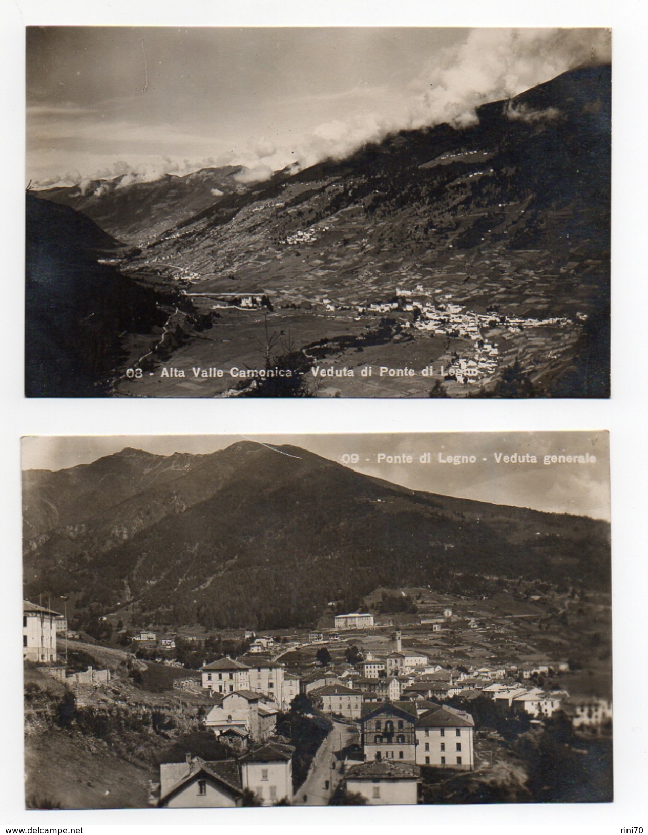 2 Cartoline Set Lotto Ponte Di Legno Brescia Alta Valle Camonica Veduta Generale FP 1 V 1927? - Autres & Non Classés