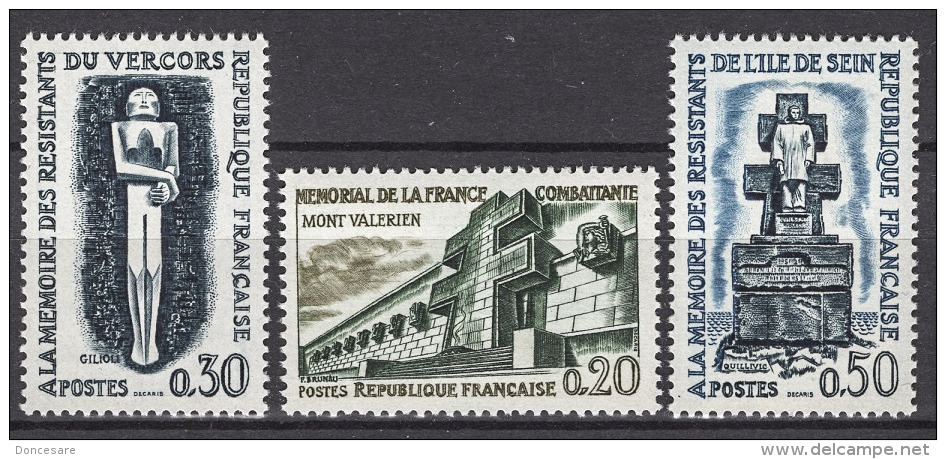 FRANCE 1962 -  SERIE Y.T. N° 1335 / 1336 / 1337 - 3 TP NEUFS** - Neufs