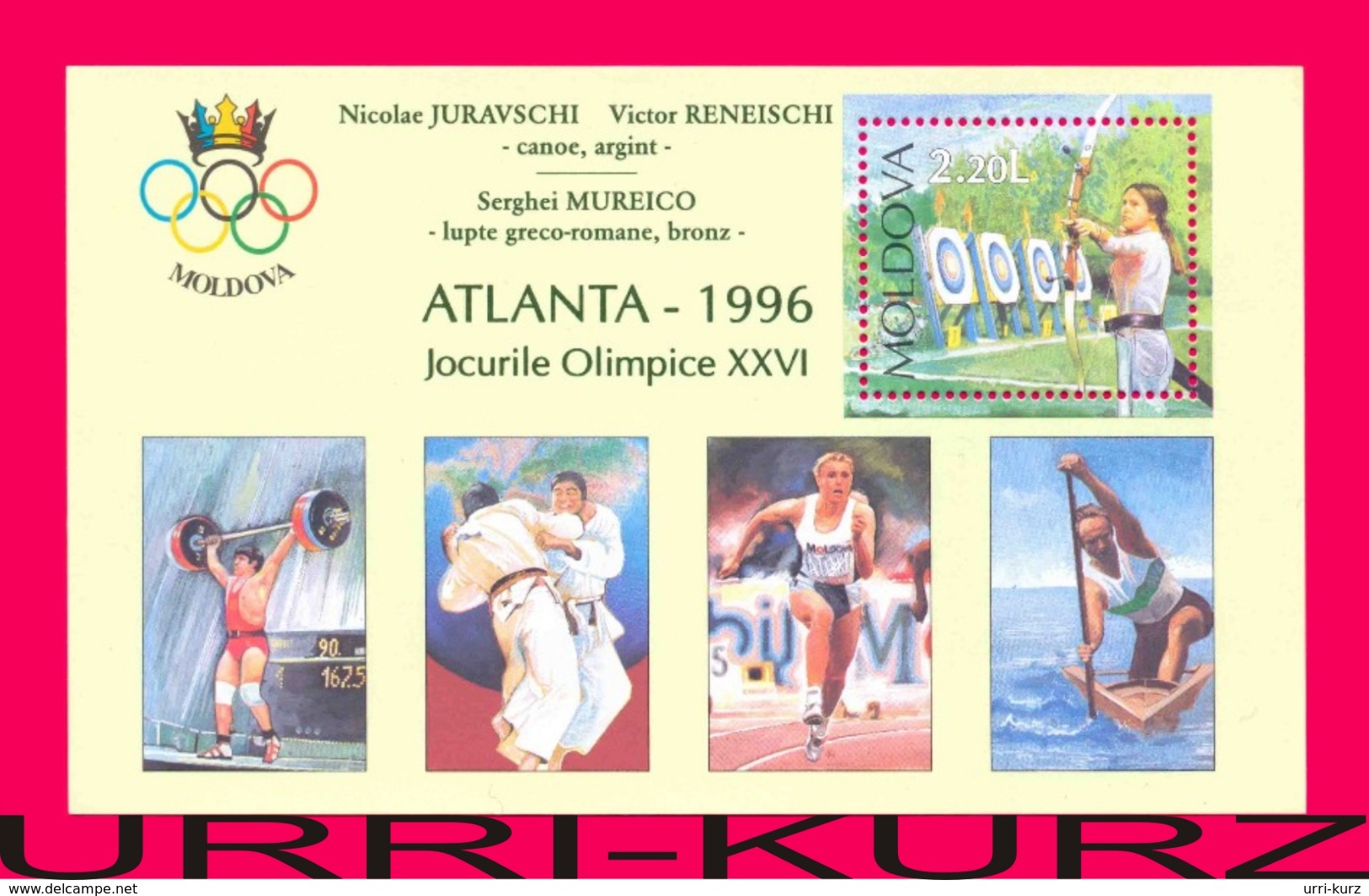 MOLDOVA 1996 Sport Archery Weightlifting Wrestling  Medal Winners Olympics Atlanta USA S-s Mi Bl.7I(199) Sc199a MNH - Summer 1996: Atlanta