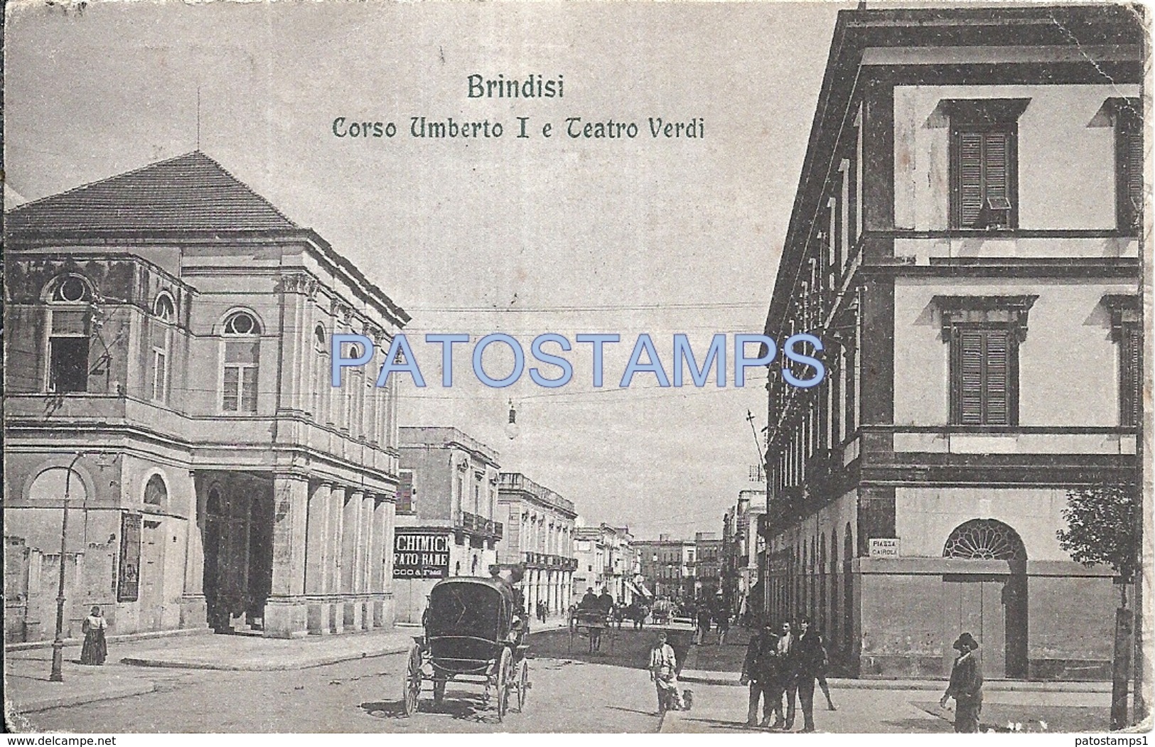 67560 ITALY BRINDISI APULIA STREET UMBERTO I & THEATRE VERDI CIRCULATED TO GENOVA  POSTAL POSTCARD - Altri & Non Classificati