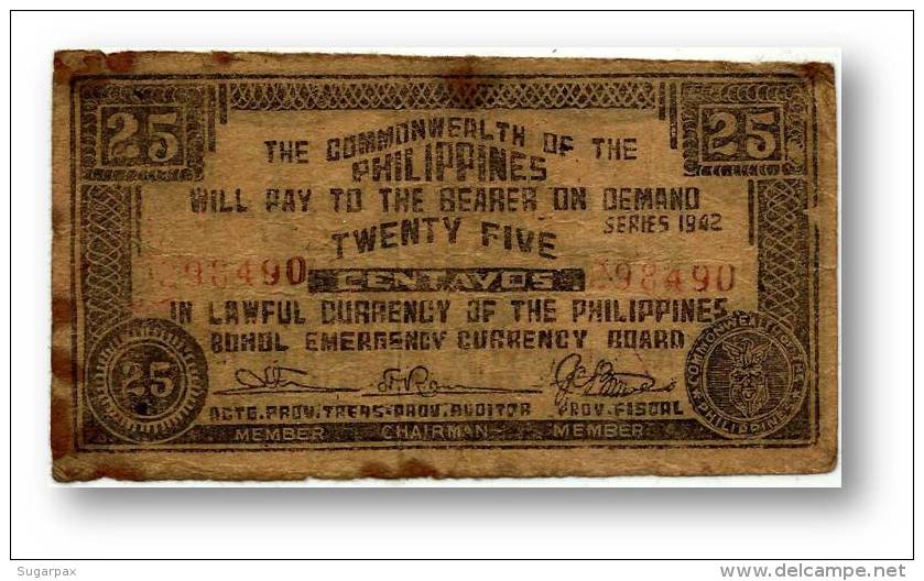 Philippines - 25 Centavos - 1942 - Pick S 132.f  - BOHOL Emergency Currency Board - Philippines