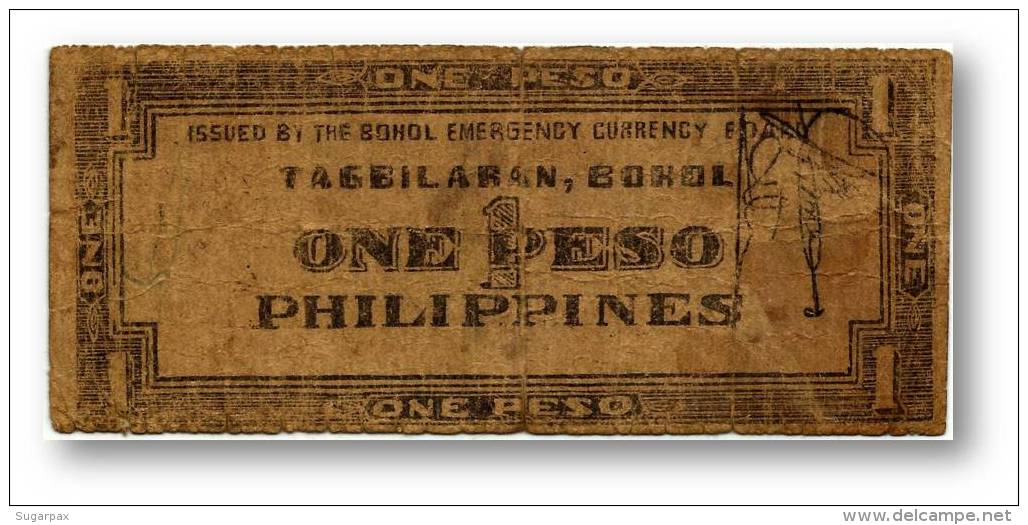 Philippines - 1 Peso - 1942 - Pick S 135.e  - BOHOL Emergency Currency Board - Philippines