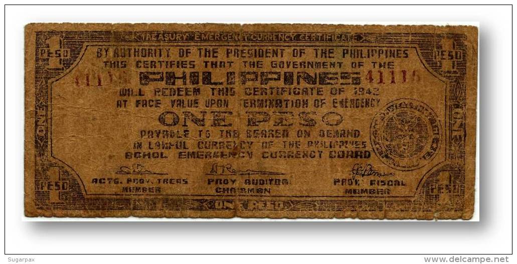 Philippines - 1 Peso - 1942 - Pick S 135.e  - BOHOL Emergency Currency Board - Philippines