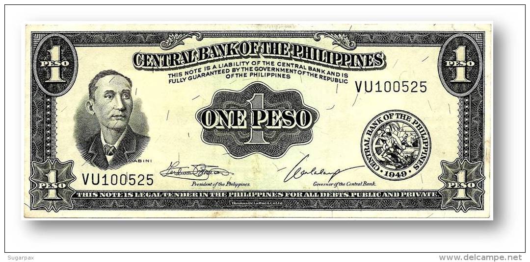 Philippines - 1 Peso - ND ( 1949 ) - Pick 133.h  - Sign. 7 - Serie VU - Seal Type 1 - Philippines