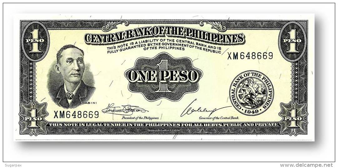 Philippines - 1 Peso - ND ( 1949 ) - Pick 133.h - UNC. - Sign. 7 - Serie XM - Seal Type 1 - Philippines