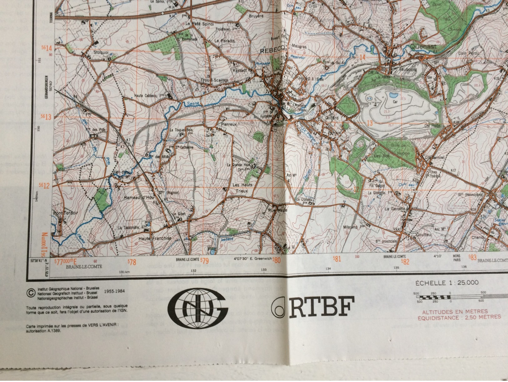 STAFKAART / CARTE D'ETAT MAJOR REBECQ - ITTRE 39/1-2 - 1/25.000 M834 - 1984 - Mapas Topográficas