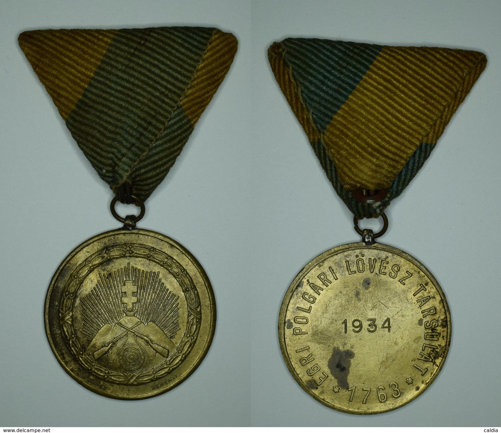 Hongrie Hungary Ungarn " Eger Civic Shooting Society 1763 " Award Medal" 1934 - Andere & Zonder Classificatie