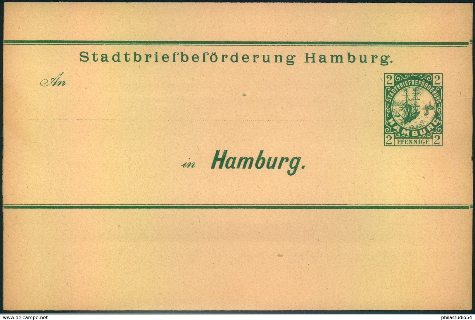 2 Pfg. Streifband, Stadtbriefbeförderung HAMBURG, Ungebraucht - Correos Privados & Locales