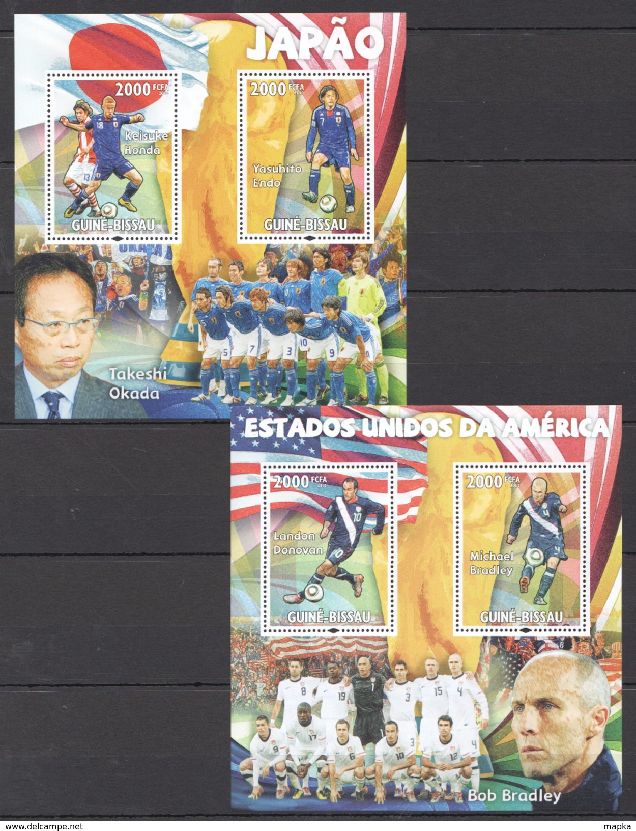 F127 2010 GUINE-BISSAU SPORT FOOTBALL TEAMS JAPAN & USA 2BL MNH - 2010 – Südafrika