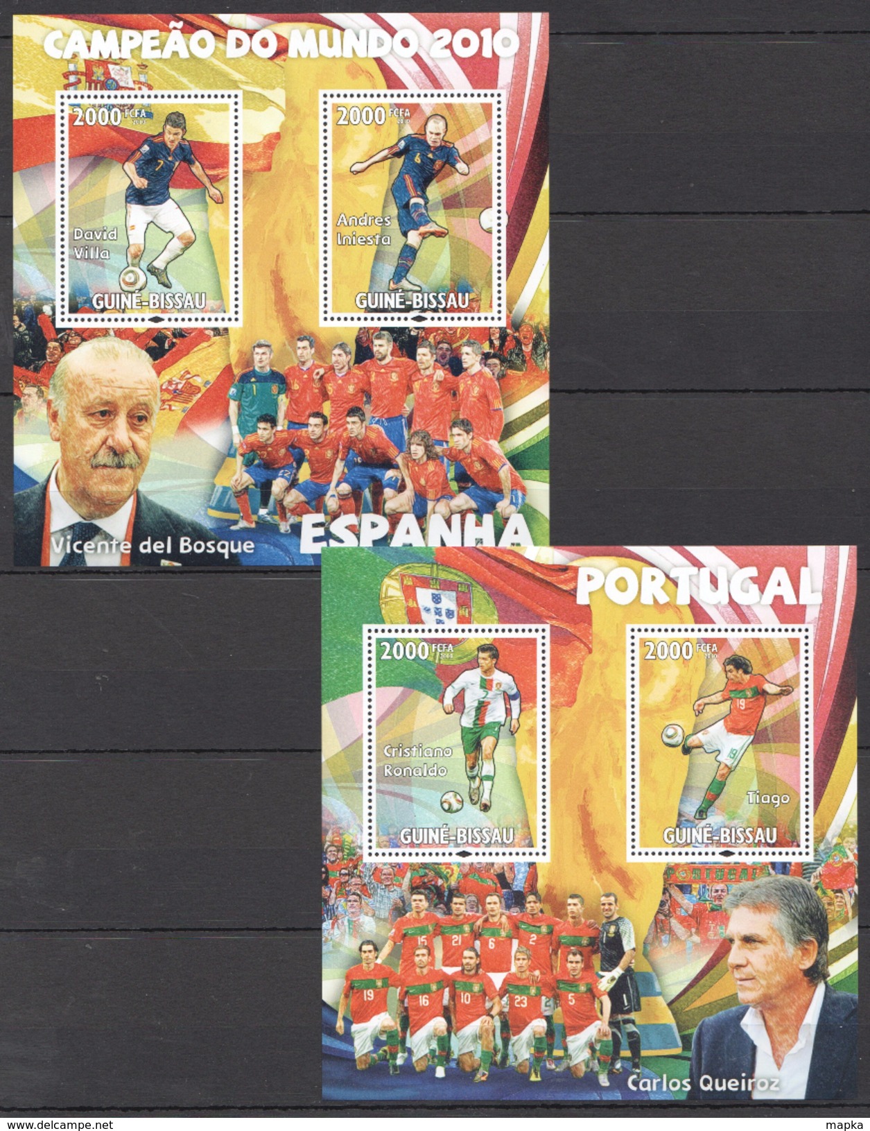 F130 2010 GUINE-BISSAU SPORT FOOTBALL TEAMS SPAIN & PORTUGAL 2BL MNH - 2010 – Zuid-Afrika