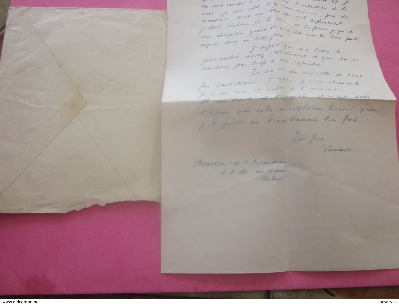 WW2-Infanterie Air Rabat Maroc Cie d'écoute & radiogoniométrie BPM 507 Marcophilie Lettre & Courrier Guerre 1939-45