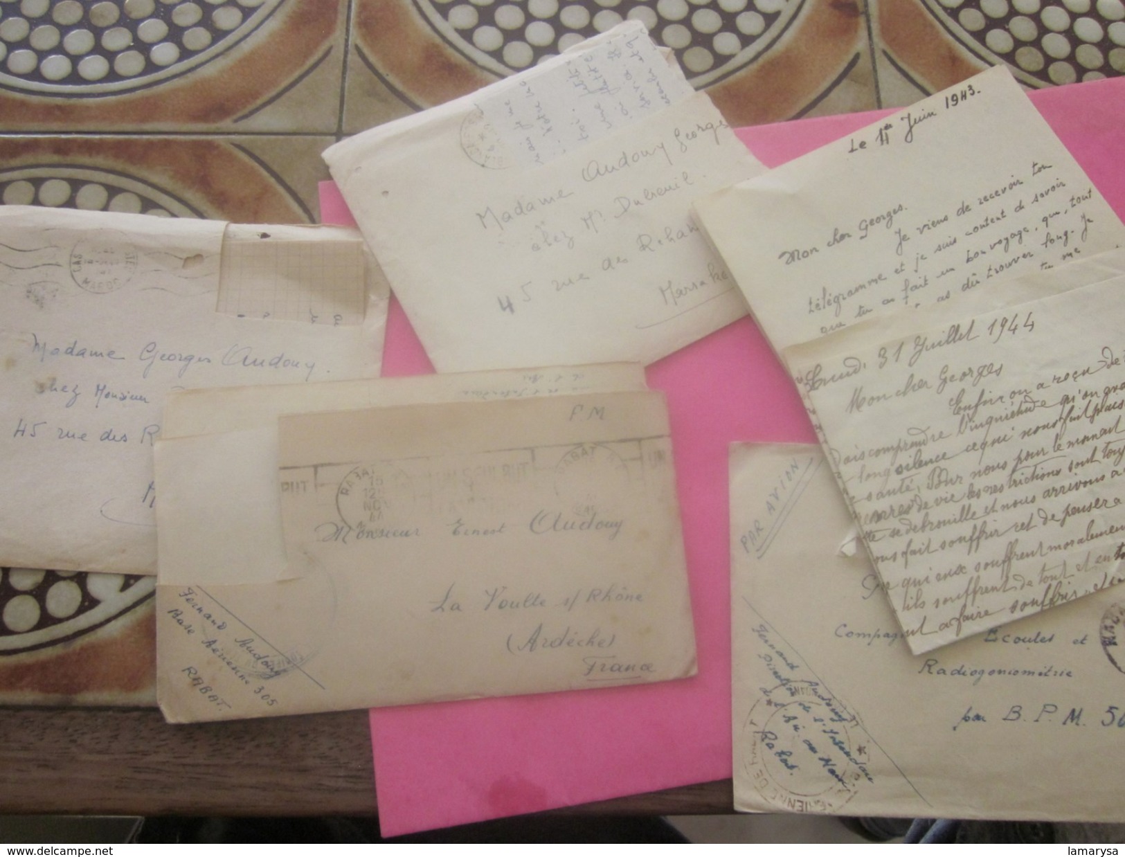 WW2-Infanterie Air Rabat Maroc Cie d'écoute & radiogoniométrie BPM 507 Marcophilie Lettre & Courrier Guerre 1939-45