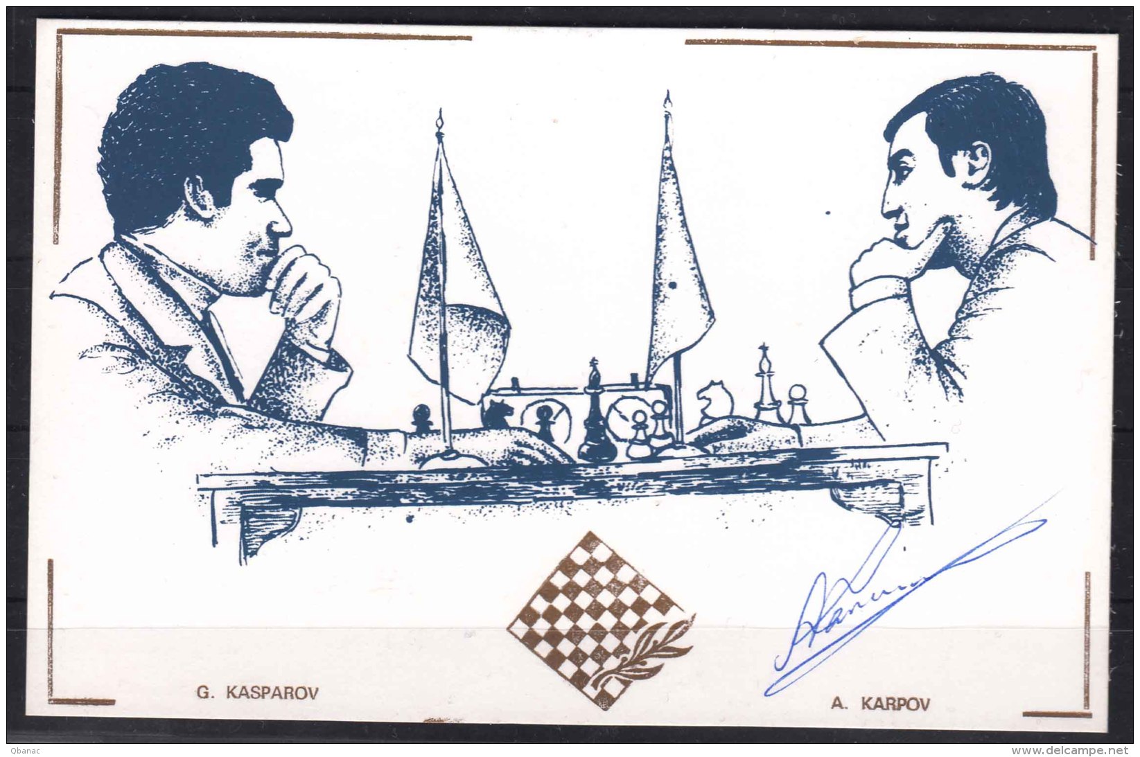 Autograph Of World Chess Champion 1975/1985 - Anatoly Karpov On A Special Card From 1994 - Historical Famous People