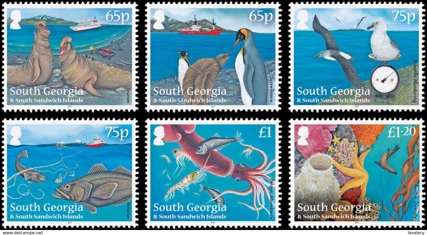 SOUTH GEORGIA 2012 Penguins, Birds, Squid, Marine Life, Fauna MNH - South Georgia