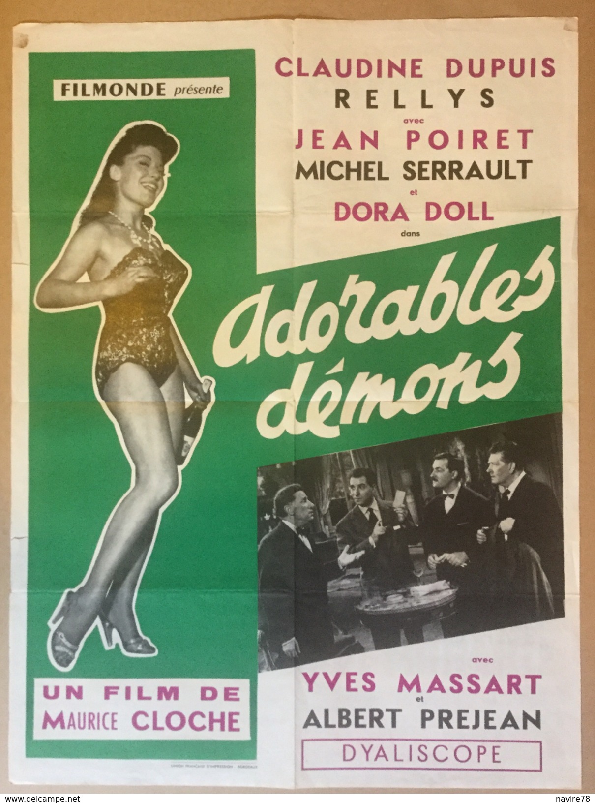 Affiche Cinéma Originale Du Film  ADORABLES DEMONS 1957 De MAURICE CLOCHE Avec JEAN POIRET,  MICHEL SERRAULT, Et  RELLYS - Affiches & Posters