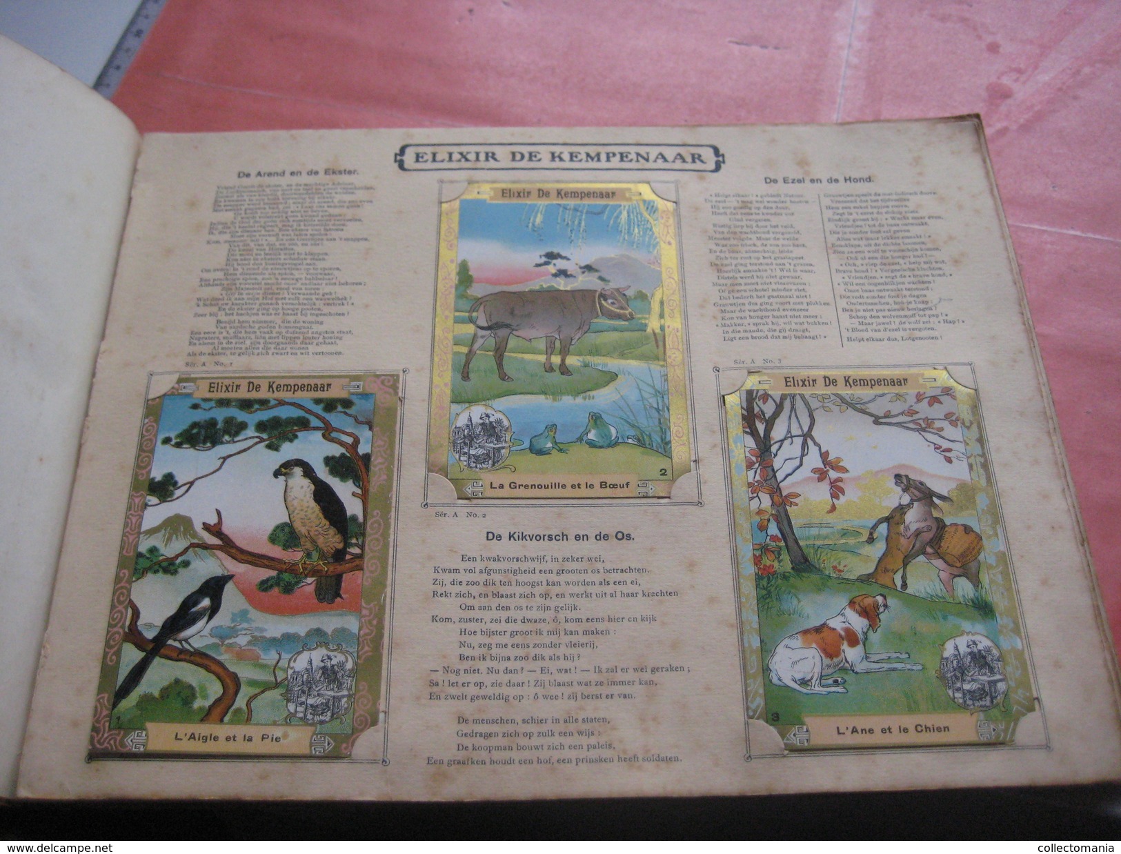 48 inserted litho cards each 12,3X8,3cm Album Japanese theme Fables de la Fontaine PUB Neefs Jacques, around 1900