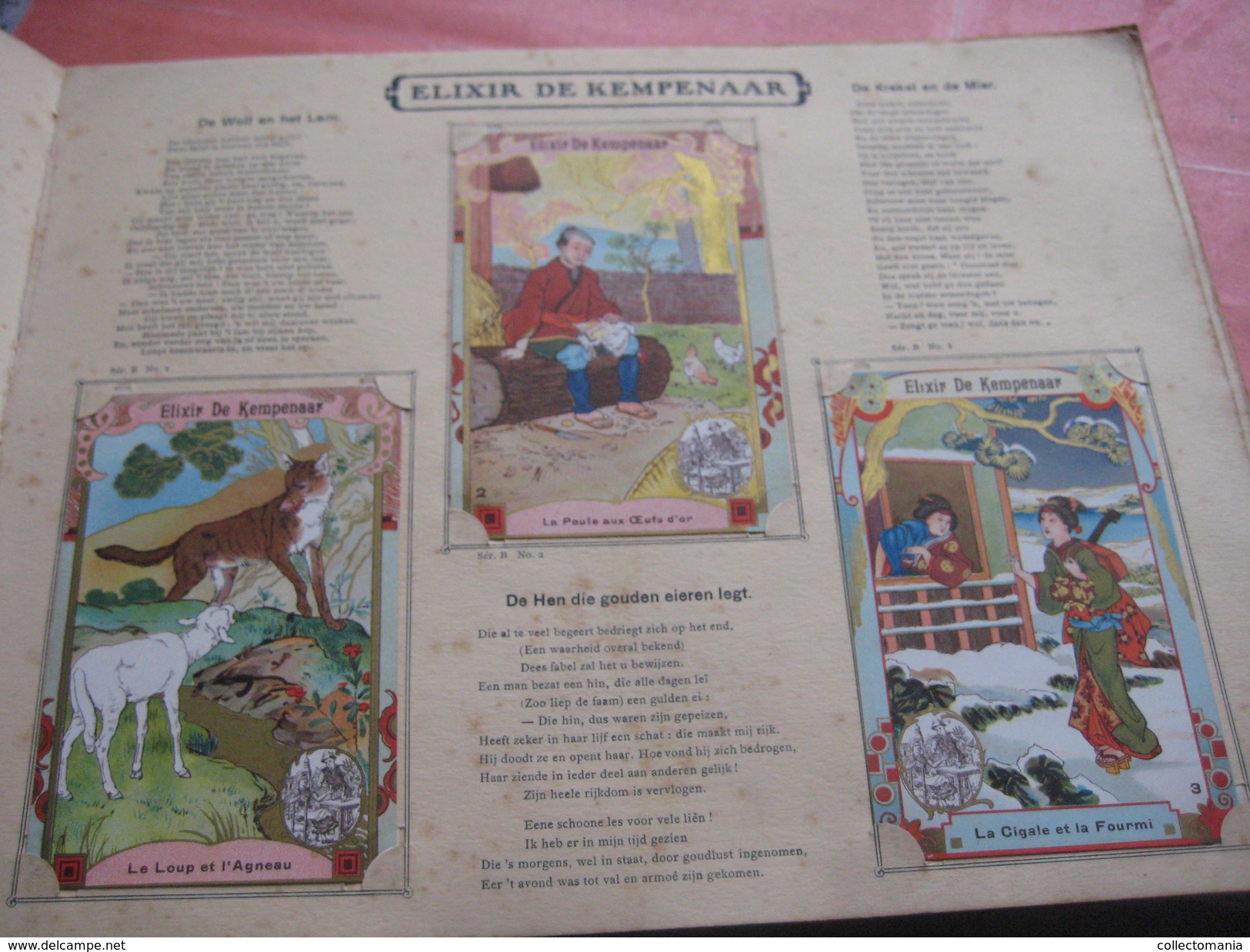 48 inserted litho cards each 12,3X8,3cm Album Japanese theme Fables de la Fontaine PUB Neefs Jacques, around 1900