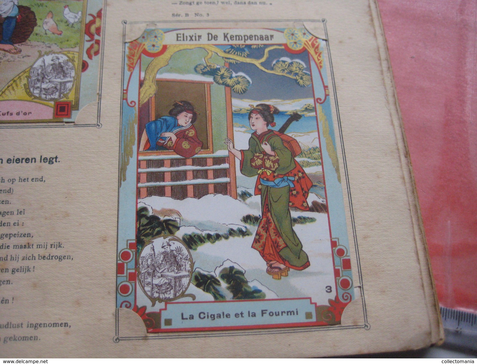 48 inserted litho cards each 12,3X8,3cm Album Japanese theme Fables de la Fontaine PUB Neefs Jacques, around 1900