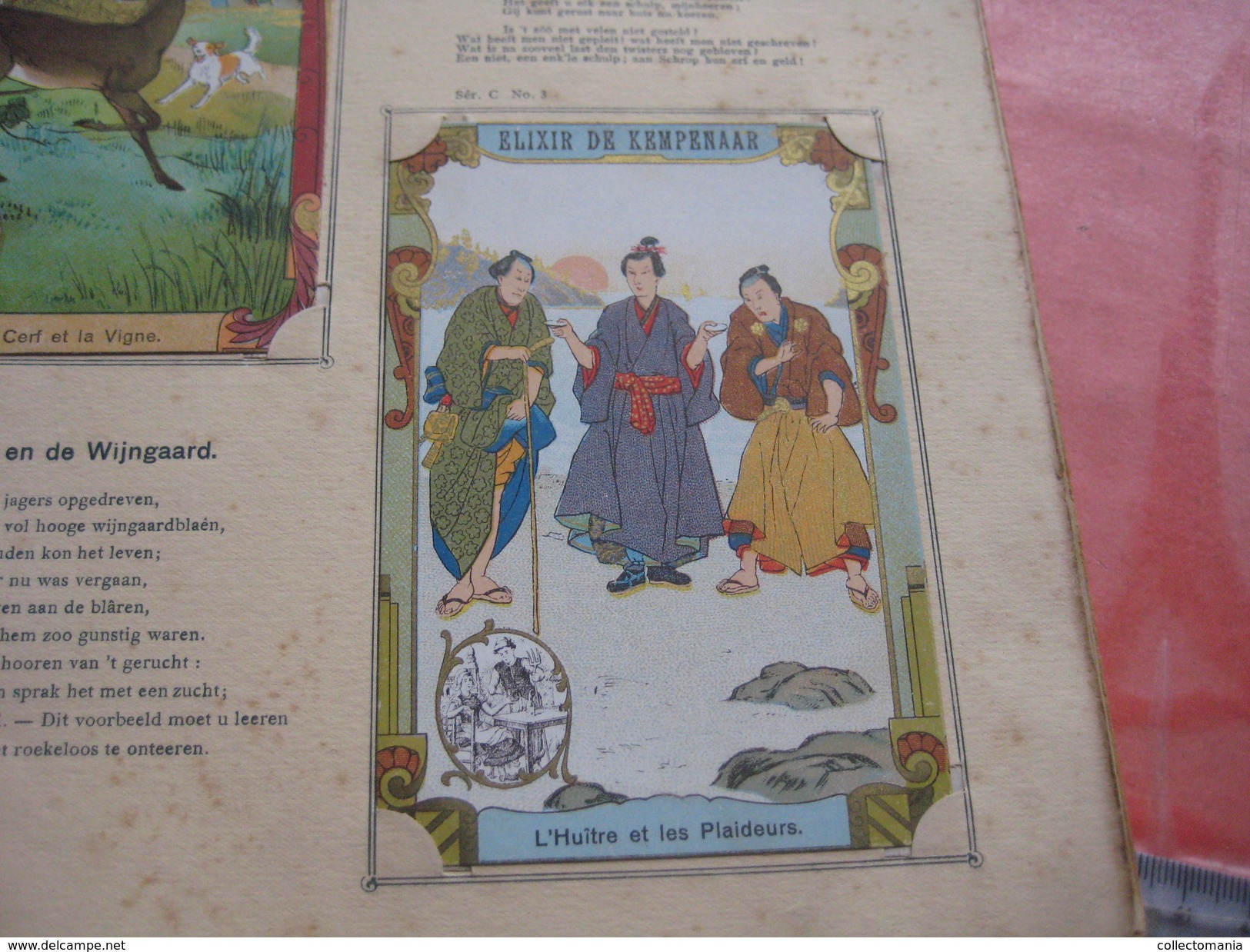 48 inserted litho cards each 12,3X8,3cm Album Japanese theme Fables de la Fontaine PUB Neefs Jacques, around 1900