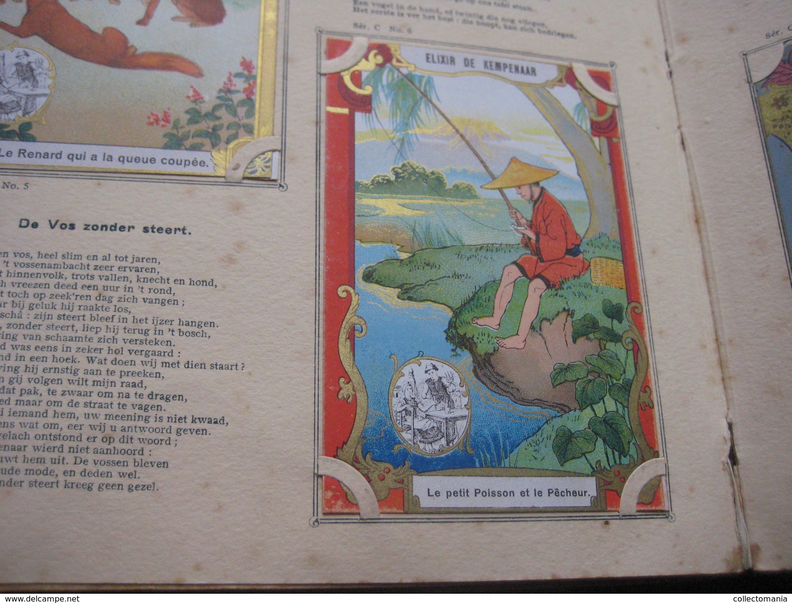 48 inserted litho cards each 12,3X8,3cm Album Japanese theme Fables de la Fontaine PUB Neefs Jacques, around 1900