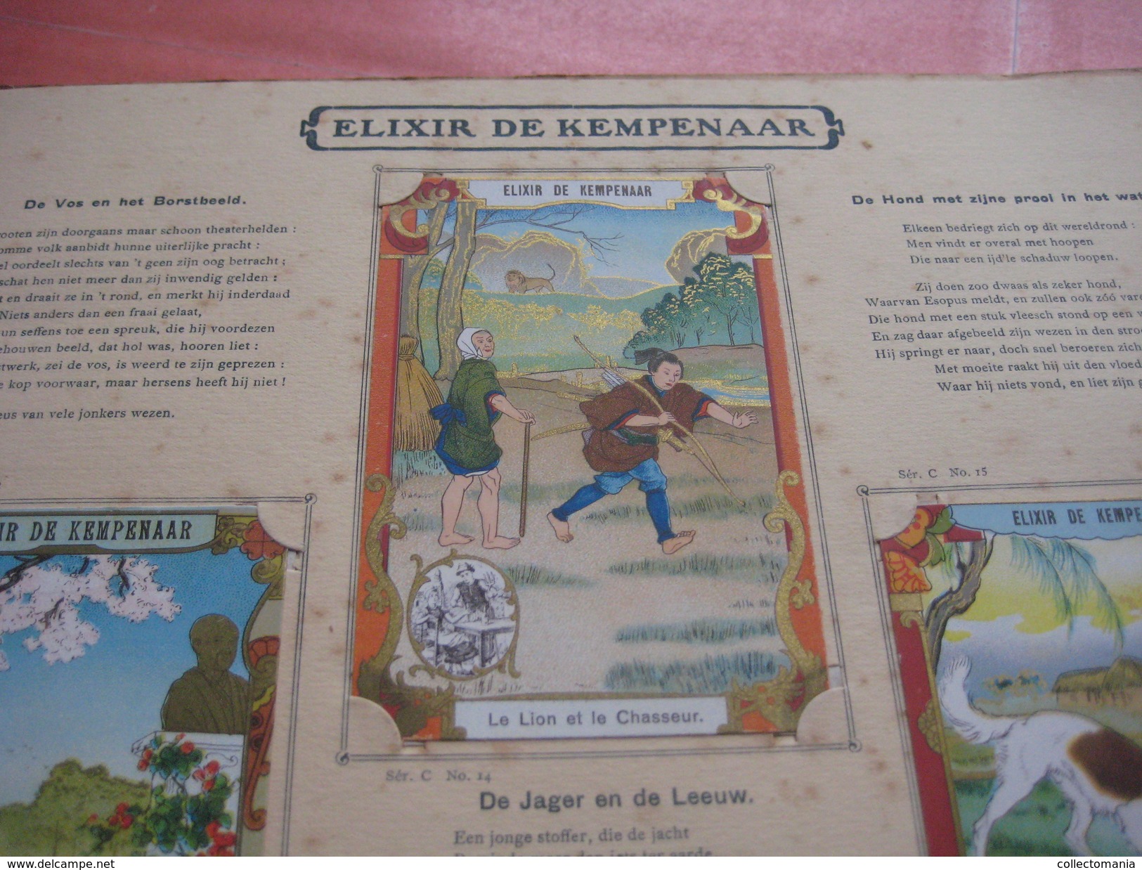 48 inserted litho cards each 12,3X8,3cm Album Japanese theme Fables de la Fontaine PUB Neefs Jacques, around 1900