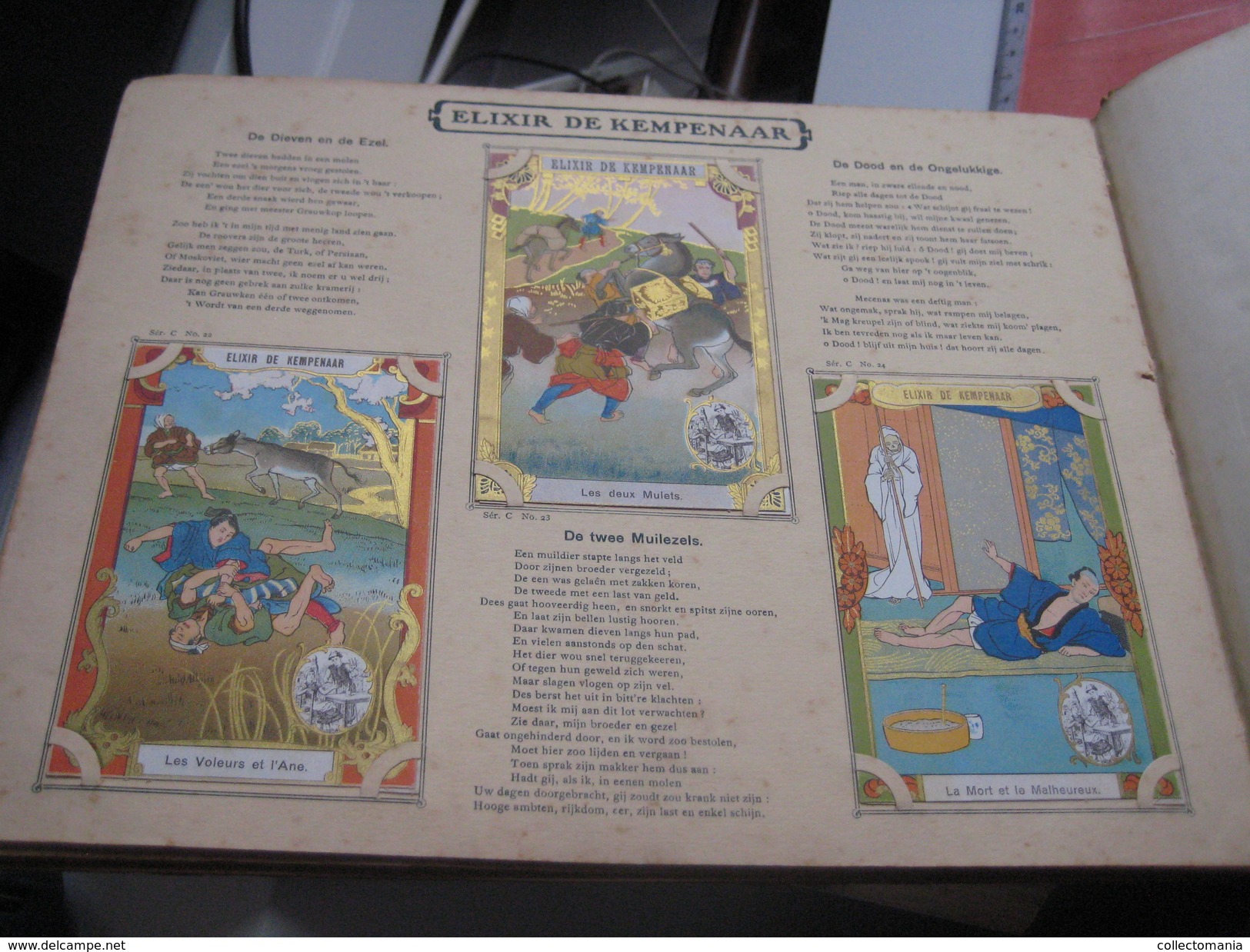 48 inserted litho cards each 12,3X8,3cm Album Japanese theme Fables de la Fontaine PUB Neefs Jacques, around 1900