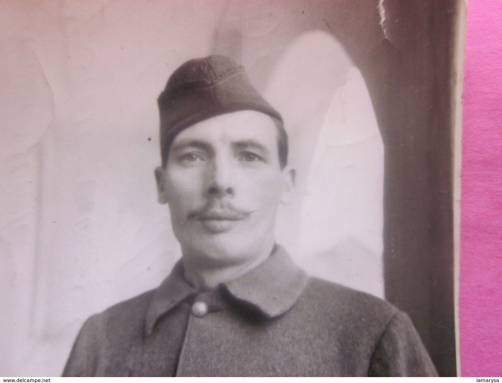 WW1 Photo Originale Identité Soldat Armée Française Terre Avec Calot Gabardine Moustache Photographie Guerre,Militaire - Guerre, Militaire
