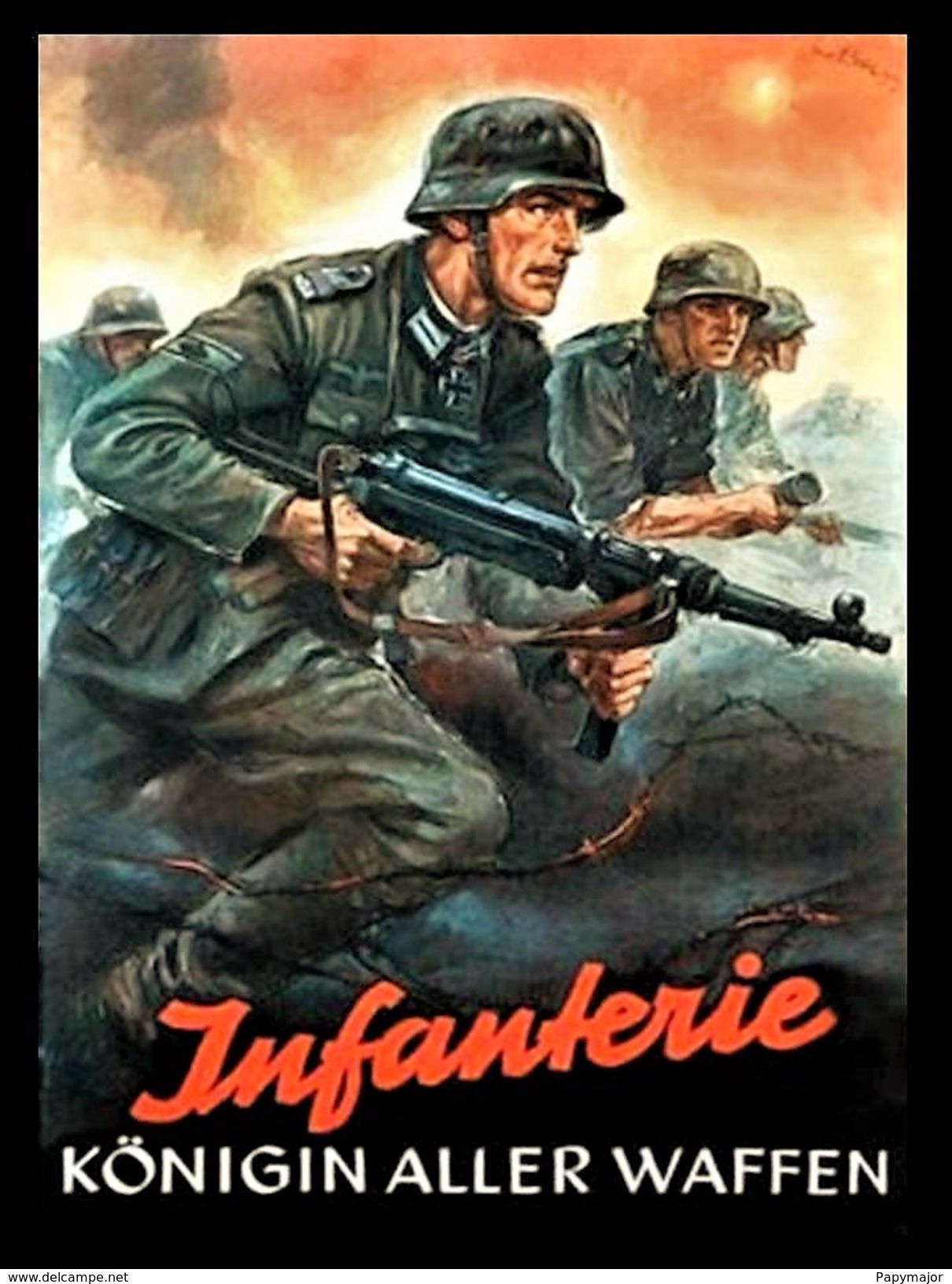 Militaria WW2  - Photo Affiche Propagande Allemande " Infanterie, Königin Aller Waffen" - 1939-45