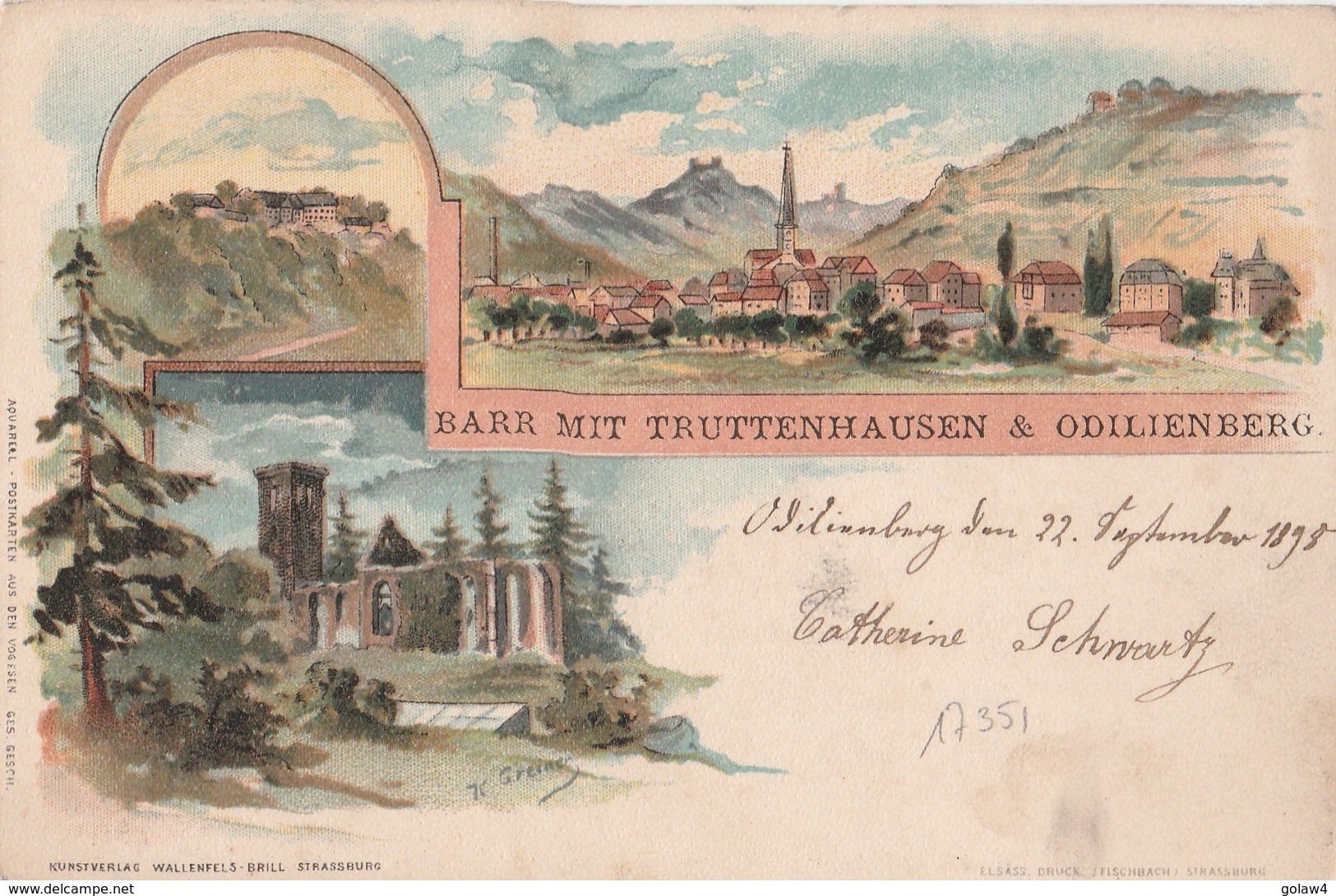 17352# BARR MIT TRUTTENHAUSEN & ODILIENBERG 1898 MONT SAINTE ODILE BAS RHIN ALSACE - Barr