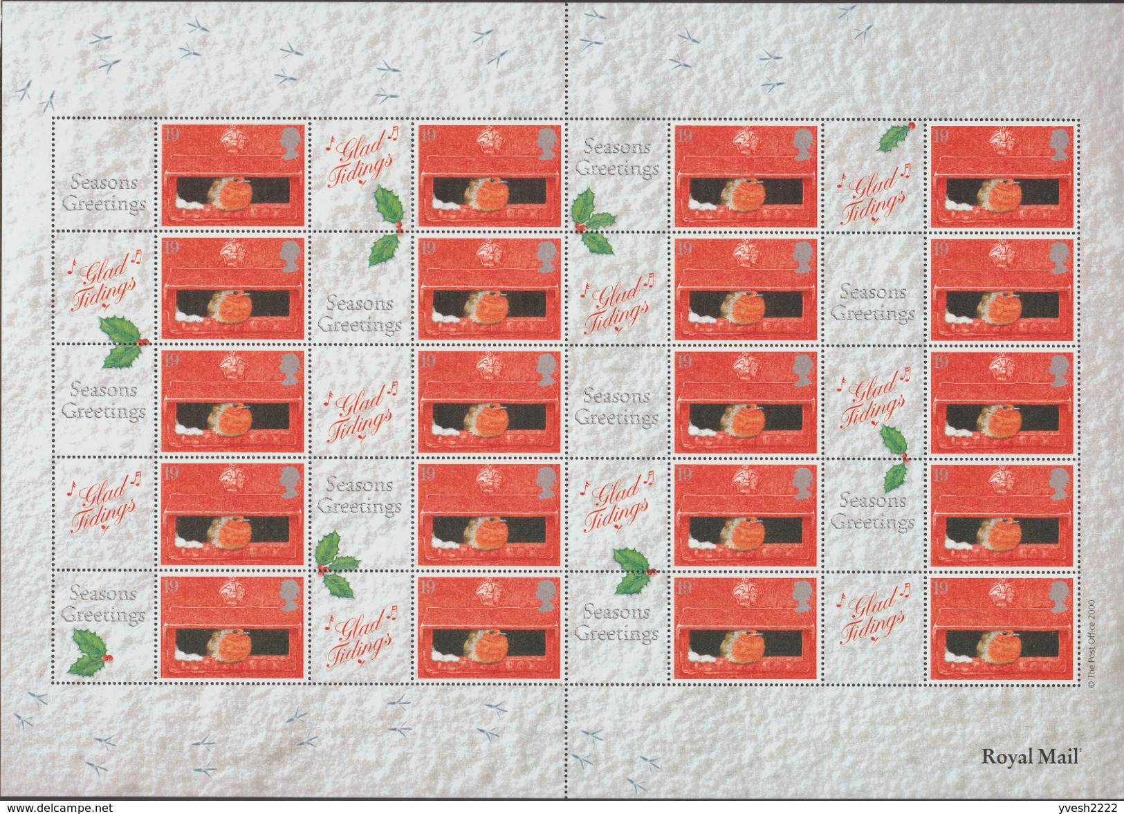 GB 2000 SG LS2 & LS3 Michel 1596 Et 1715 I A, Y&T 2211 & 2212. Feuilles De Timbres Personnalisés. Rouge-gorge, Père Noël - Francobolli Personalizzati