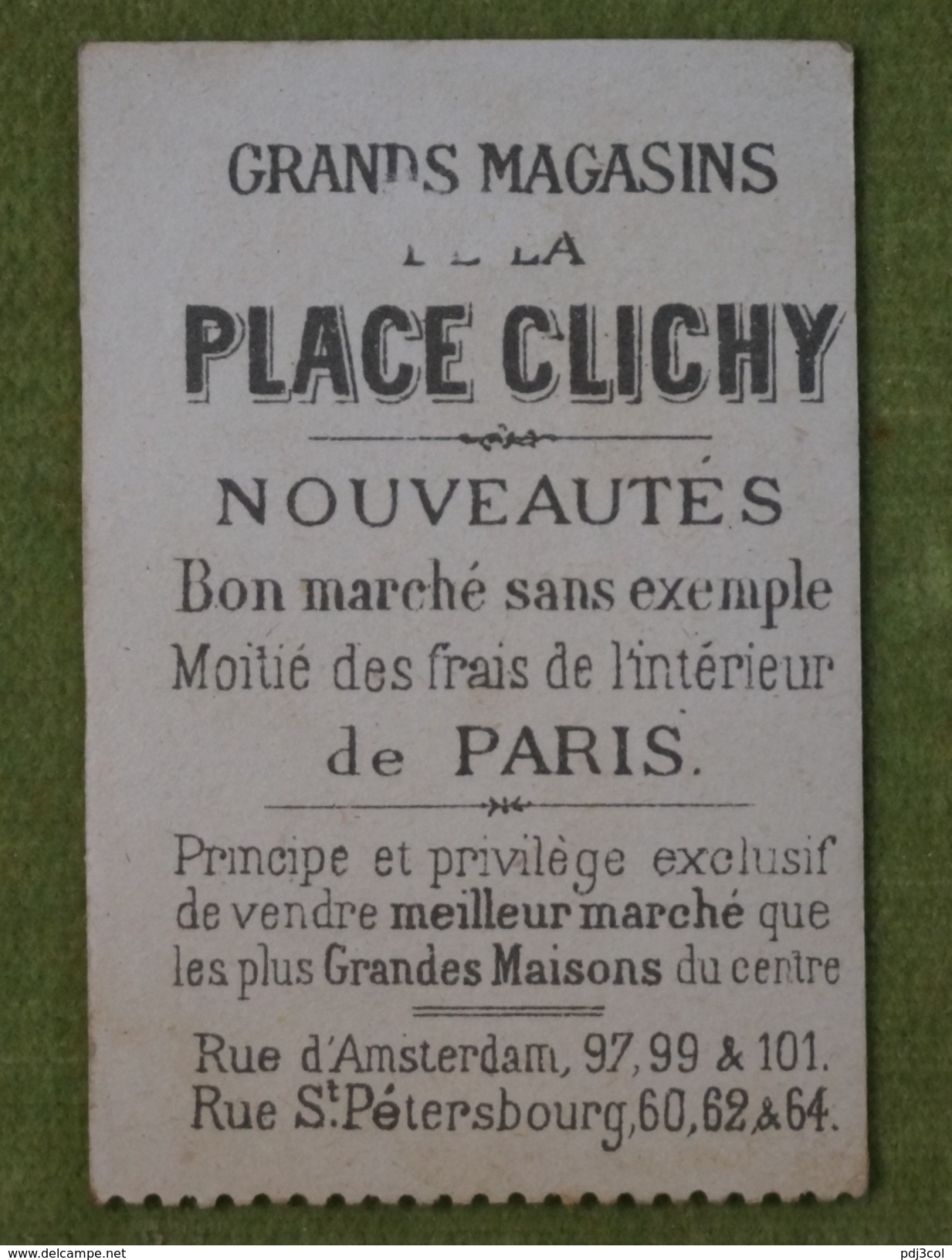 A La Place De Clichy - Petite Chromo Ayant Due Servir De Ticket De Tramway, La Partie Du Bas Manque, Imp. Dangivillé - Altri & Non Classificati