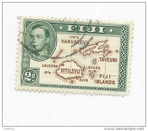 Fiji  1938-55 Sg 253a 2d Brown And Green With Extra Line Used Cv &pound;42 Back In 2000 SCARCE - Bargain - Fiji (1970-...)