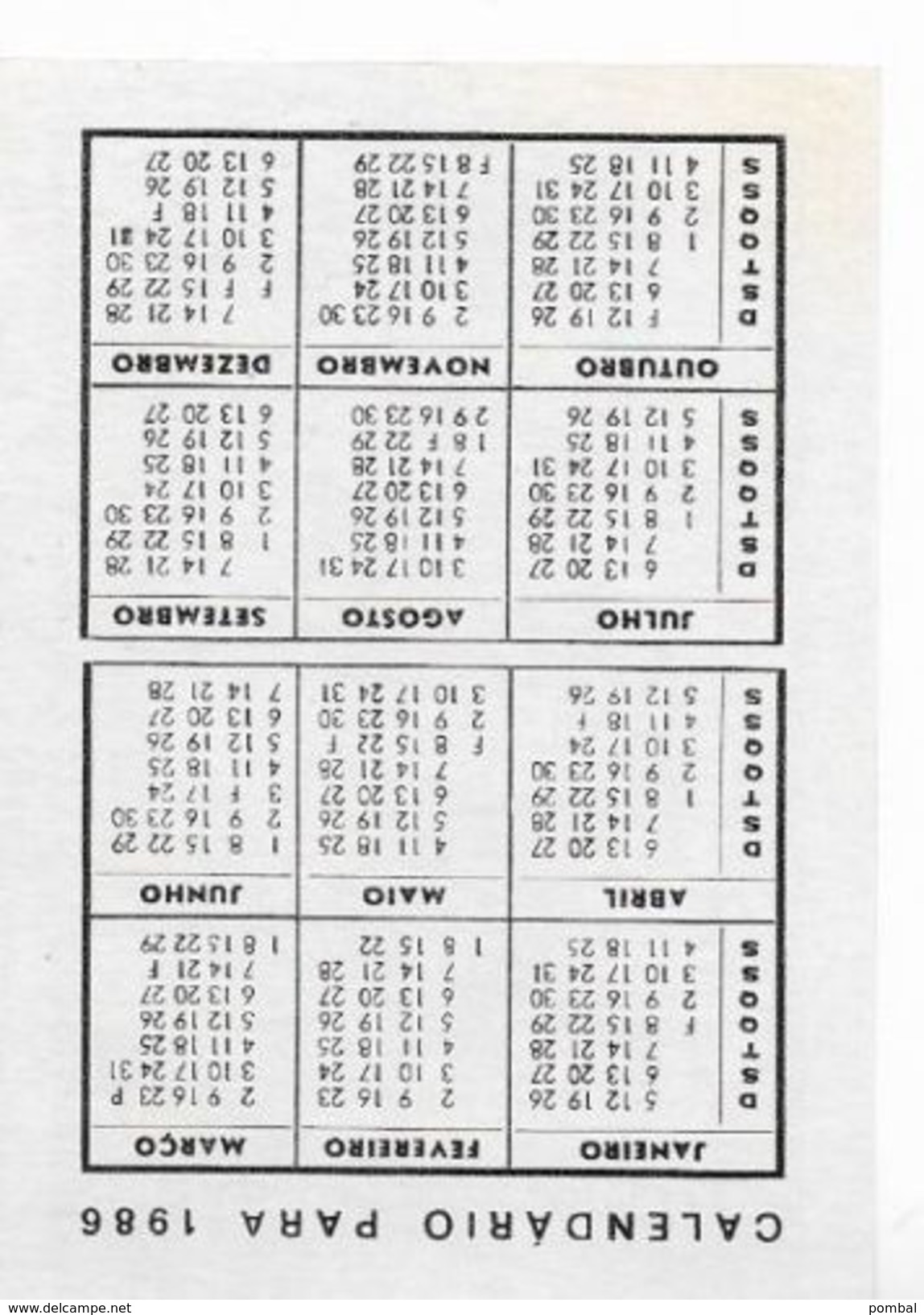 PORTUGAL &ndash; Pocket Calendar 1986 75.º ANIVERSARIO ESCOTEIROS DE PORTUGAL - Kleinformat : 1981-90