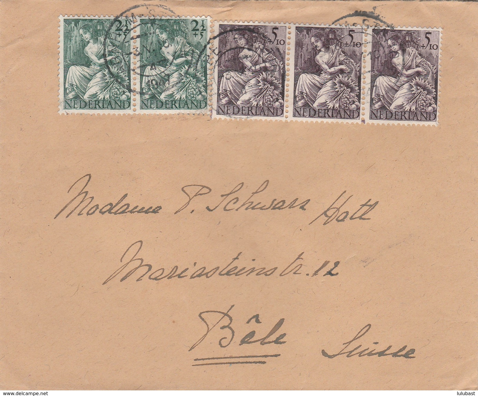 Lettre D'ARNHEM Avec Superbe Affranchissement ( Paire + Bande De Trois )  Pour La Suisse.. - Storia Postale