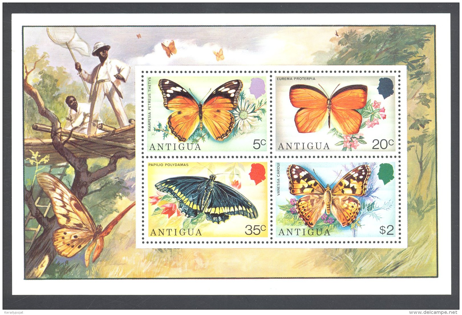 Antigua - 1975 Butterflies Block MNH__(FIL-10523) - 1960-1981 Autonomie Interne