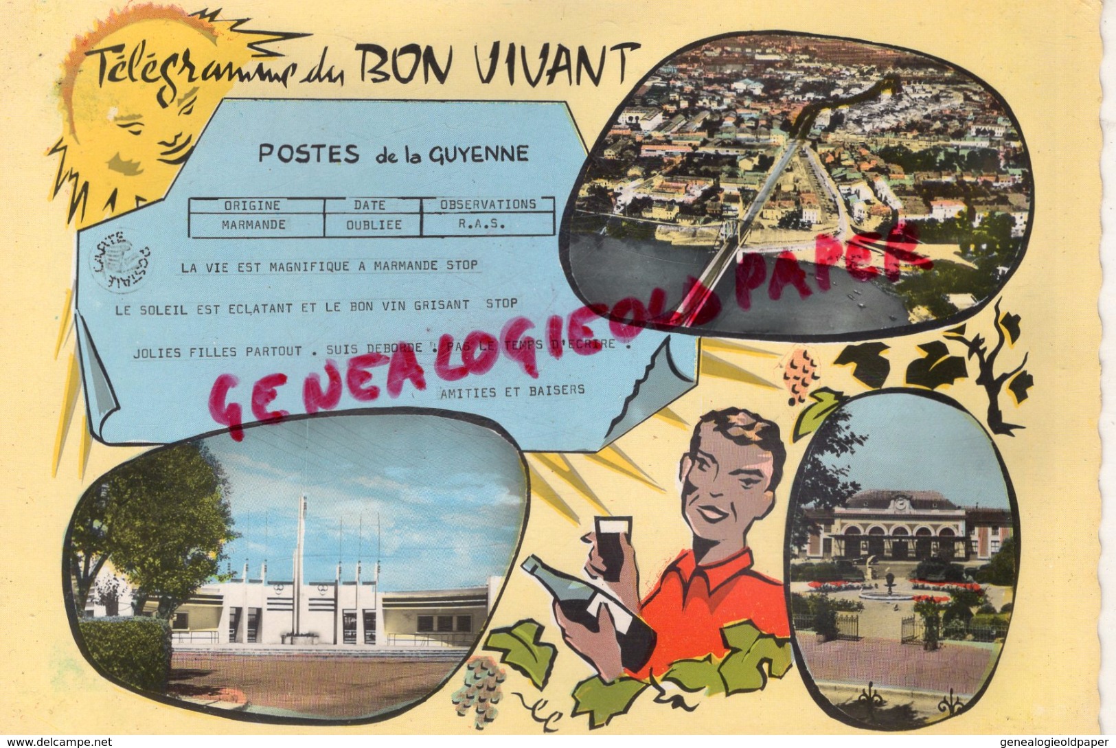47 - MARMANDE - TELEGRAMME DU BON VIVANT - Marmande